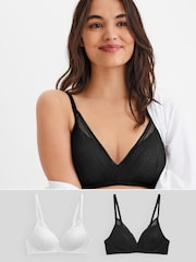 Black/White Light Pad Non Wire Lace Bras 2 Pack - Image 1 of 5