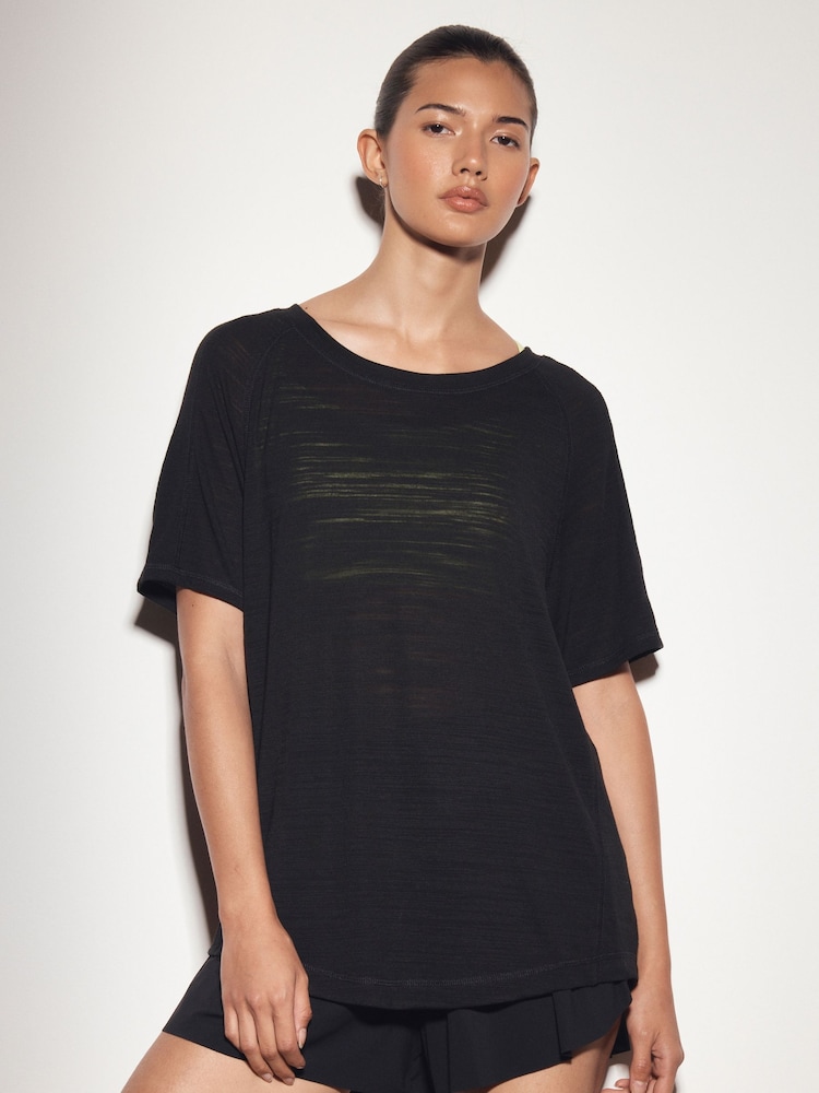 Black Active Crew Neck Lightweight Short Sleeve T-Shirt - Image 2 of 6 Black Active Crew Neck Lightweight Short Sleeve T-Shirt - Image 2 of 6