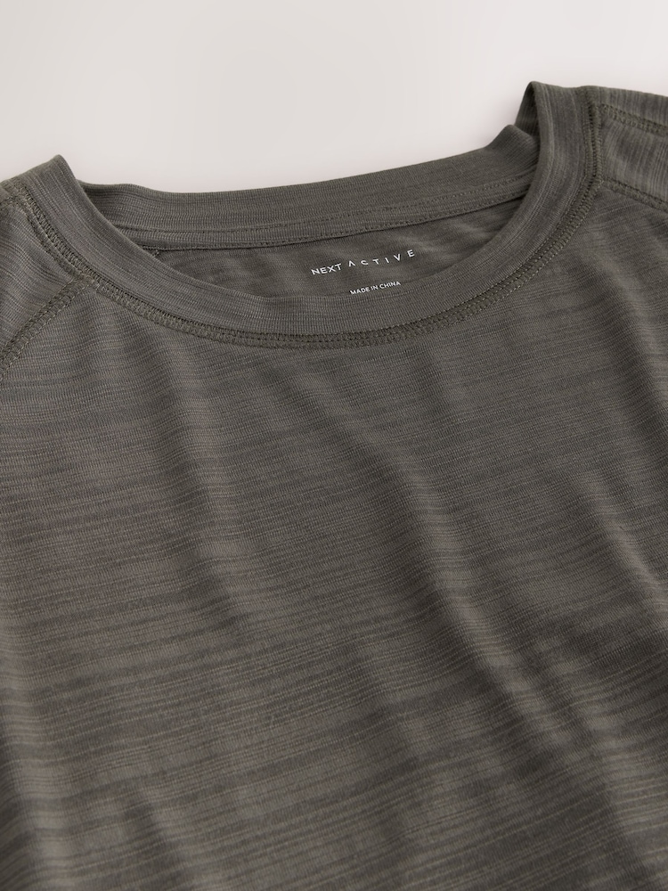 Khaki Green Active Crew Neck Lightweight Short Sleeve T-Shirt - Image 2 of 3 Khaki Green Active Crew Neck Lightweight Short Sleeve T-Shirt - Image 2 of 3