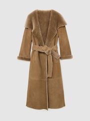 Reiss Bex Reversible Shearling Belted Longline Coat - 7의 이미지 2