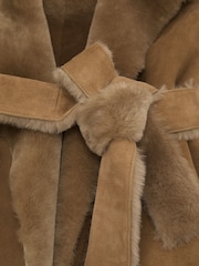 Reiss Bex Reversible Shearling Belted Longline Coat - 7의 이미지 7