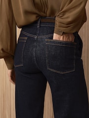 Reiss Dark Blue Addie Cotton-Lyocell Wide-Leg Jeans - Image 3 of 8