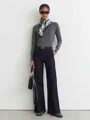 Reiss Dark Blue Addie Cotton-Lyocell Wide-Leg Jeans - Image 4 of 8