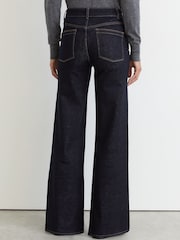 Reiss Dark Blue Addie Cotton-Lyocell Wide-Leg Jeans - Image 7 of 8