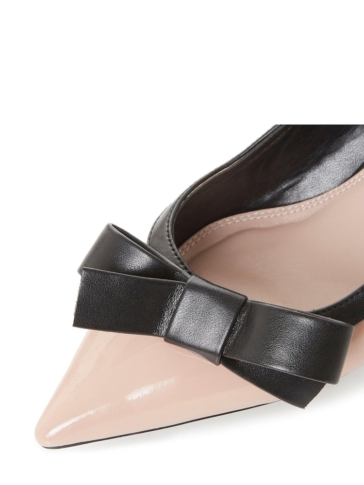 Dune London Natural Clash Pointed Toe Bow Detail Flat Shoes - Image 5 of 5