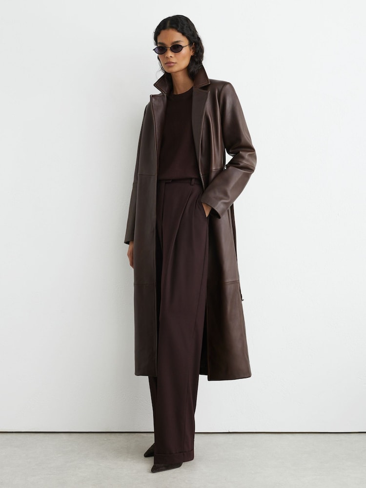 Reiss 윌로우 가죽 벨트 트렌치 코트 - 9의 이미지 1