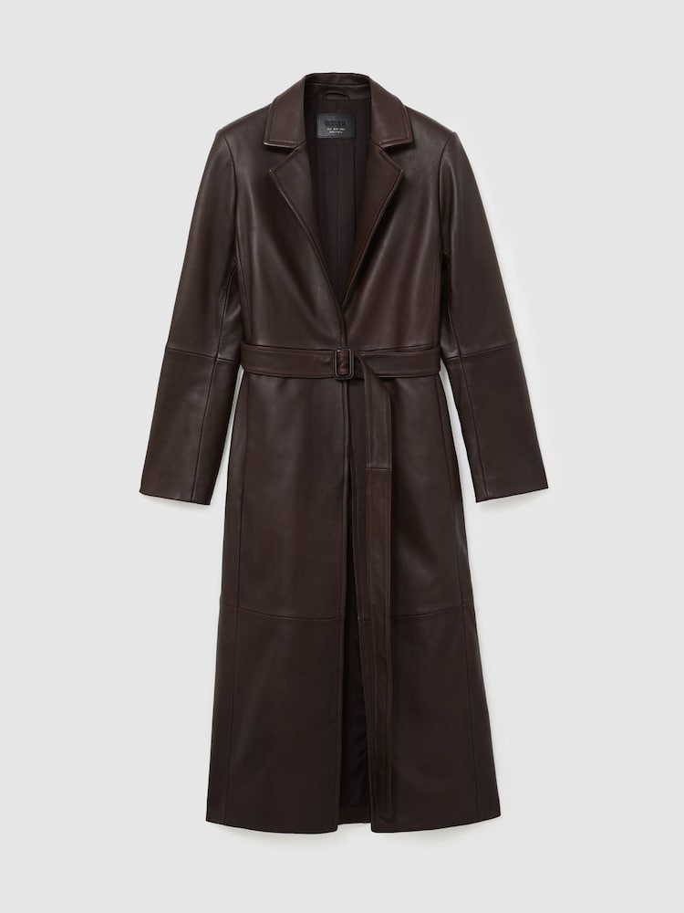 Reiss 윌로우 가죽 벨트 트렌치 코트 - 9의 이미지 2