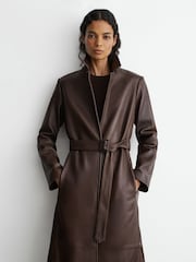 Reiss 윌로우 가죽 벨트 트렌치 코트 - 9의 이미지 6