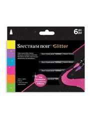 Spectrum Noir Set of 6 Yellow Water Based Neon Lights Glitter Marker Pens - Image 2 of 4