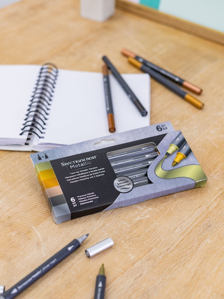 Spectrum Noir Set of 6 Gold Dual Tip Water-Based Precious Metals Metallic Marker Pens - Image 1 of 2