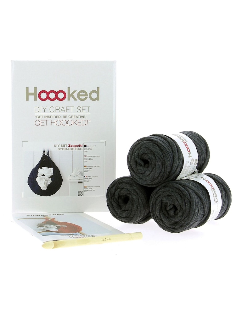 Hooked Grey Make Your Own Anthracite Storage Bag Crochet Kit - Image 1 of 1