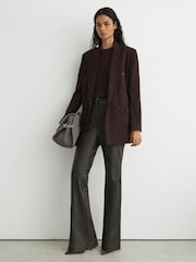 Grey - Reiss Andi Leather Slim Straight-Leg Trousers - Slika 1 od 6
