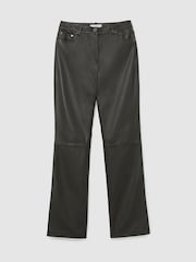 Grey - Reiss Andi Leather Slim Straight-Leg Trousers - Slika 2 od 6