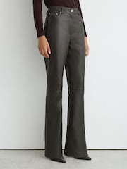 Grey - Reiss Andi Leather Slim Straight-Leg Trousers - Slika 3 od 6