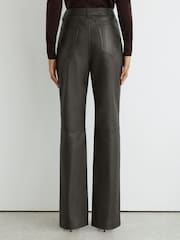 Grey - Reiss Andi Leather Slim Straight-Leg Trousers - Slika 5 od 6