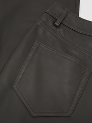 Grey - Reiss Andi Leather Slim Straight-Leg Trousers - Slika 6 od 6