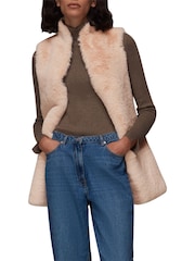 Whistles Nude Faux Fur Gilet - Image 1 of 3