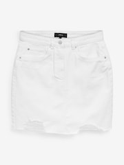 White Ripped Denim Mini Skirt - Image 2 of 2