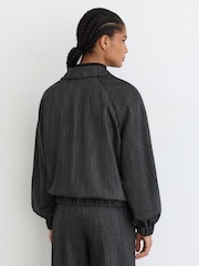 Reiss Charcoal Grey Derby Wool-Blend Herringbone Bomber Jacket - Image 7 of 8