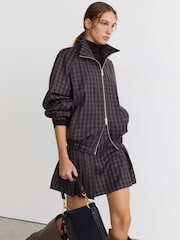 Reiss Carla Wool Gingham-Check Bomber Jacket - صورة 1 من 7