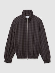 Reiss Carla Wool Gingham-Check Bomber Jacket - صورة 2 من 7