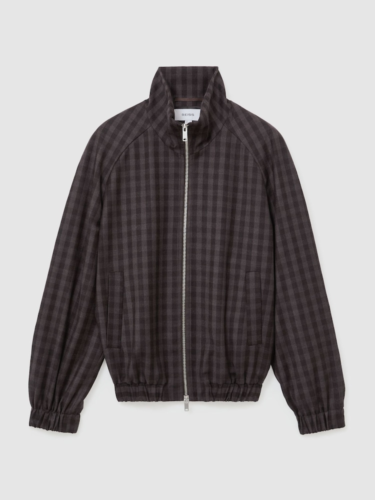Reiss Carla Wool Gingham-Check Bomber Jacket - صورة 2 من 7 Reiss Carla Wool Gingham-Check Bomber Jacket - صورة 2 من 7