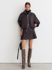 Reiss Carla Wool Gingham-Check Bomber Jacket - صورة 3 من 7