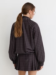 Reiss Carla Wool Gingham-Check Bomber Jacket - صورة 4 من 7