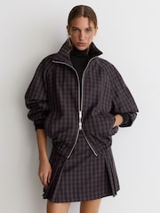 Reiss Carla Wool Gingham-Check Bomber Jacket - صورة 5 من 7