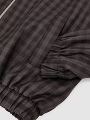 Reiss Carla Wool Gingham-Check Bomber Jacket - صورة 7 من 7