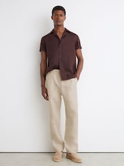 Reiss Natural Barges Linen Relaxed-Fit Drawstring Trousers - Image 1 of 6