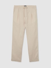 Reiss Natural Barges Linen Relaxed-Fit Drawstring Trousers - Image 2 of 6