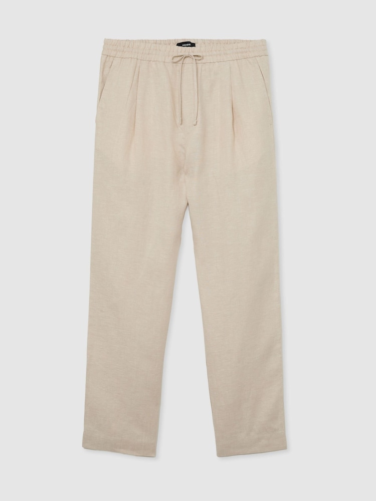 Reiss Natural Barges Linen Relaxed-Fit Drawstring Trousers - Image 2 of 6