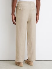 Reiss Natural Barges Linen Relaxed-Fit Drawstring Trousers - Image 5 of 6