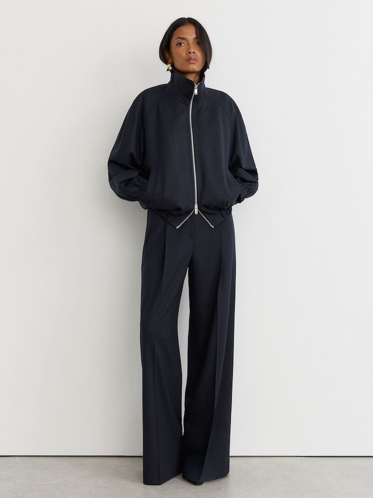Reiss Solene Wool-Blend Dual-Zip Bomber Jacket - Attēls 1 no 6 Reiss Solene Wool-Blend Dual-Zip Bomber Jacket - Attēls 1 no 6