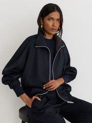 Reiss Solene Wool-Blend Dual-Zip Bomber Jacket - Attēls 4 no 6
