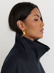 Reiss Navy Solene Petite Wool-Blend Dual-Zip Bomber Jacket - Image 4 of 7