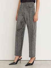 Reiss Black/Silver Selin Petite Crystal-Embellished Straight-Leg Jeans - Image 4 of 9