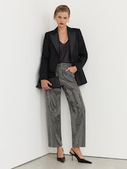 Reiss Black/Silver Selin Petite Crystal-Embellished Straight-Leg Jeans - Image 5 of 9