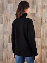Threadbare Black Oversized Roll Neck Jumper - Image 2 of 5