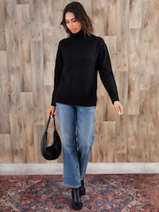 Threadbare Black Oversized Roll Neck Jumper - Image 3 of 5