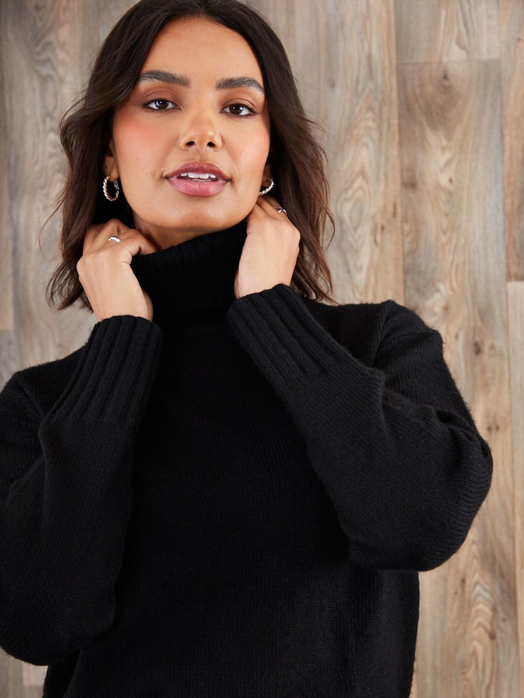 Threadbare Black Oversized Roll Neck Jumper - Image 5 of 5 Threadbare Black Oversized Roll Neck Jumper - Image 5 of 5