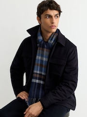 Reiss Navy Hearth Wool-Cashmere Contrast-Check Scarf - Image 1 of 4