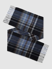 Reiss Navy Hearth Wool-Cashmere Contrast-Check Scarf - Image 2 of 4