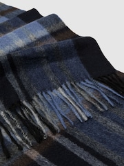 Reiss Navy Hearth Wool-Cashmere Contrast-Check Scarf - Image 3 of 4