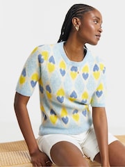 Simply Be Blue Heart Jacquard Jumper - Image 3 of 4