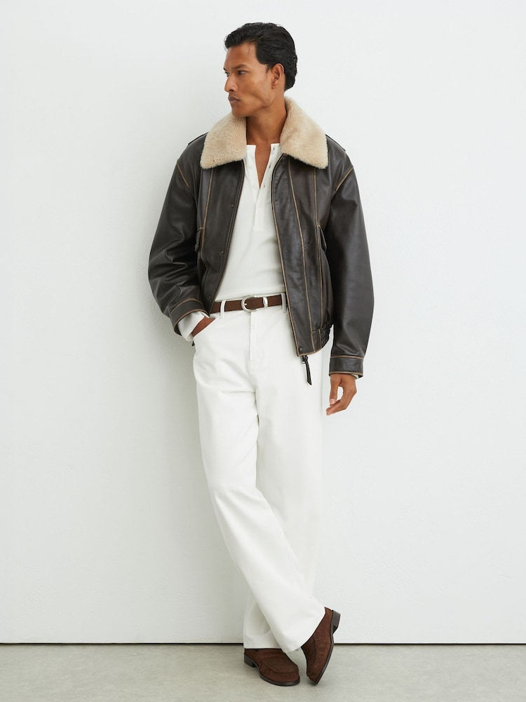 Reiss Off White Bowie Baggy-Fit Jeans - Image 1 of 7 Reiss Off White Bowie Baggy-Fit Jeans - Image 1 of 7