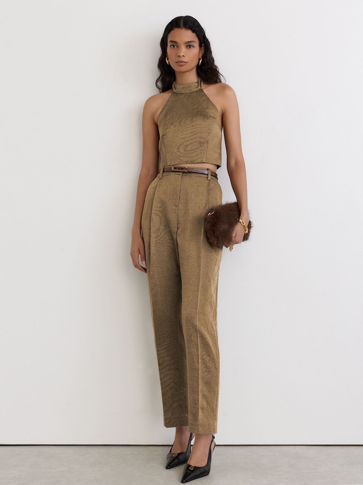 Reiss Fleur Taper Wool-Blend Metallic Tapered Trousers - صورة 1 من 6 Reiss Fleur Taper Wool-Blend Metallic Tapered Trousers - صورة 1 من 6