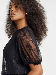 Simply Be Black Lace Peplum Top - Image 4 of 4