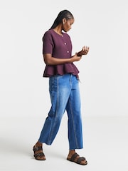 Simply Be Purple Short Sleeve Peplum Cardigan - Image 3 of 4